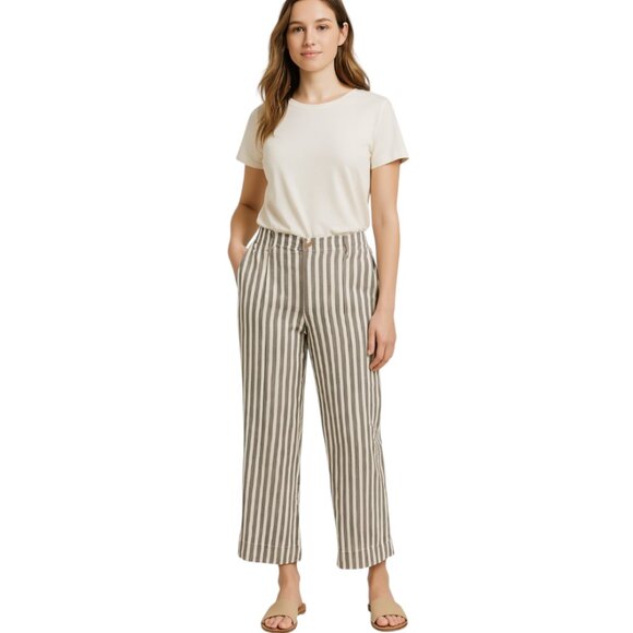 Madewell Pants - Madewell Large Striped Linen Blend Wide Leg Pants